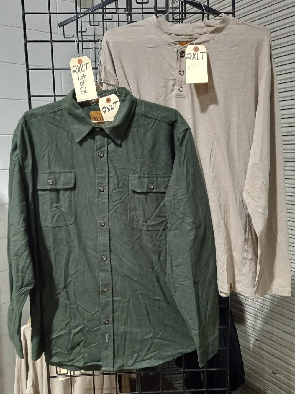 Men's Chamois Flannel + Long Sleeve Henleys - Green & Tan | 2XLT